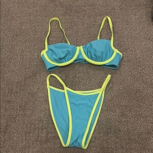 Blue and Green Bikini Set